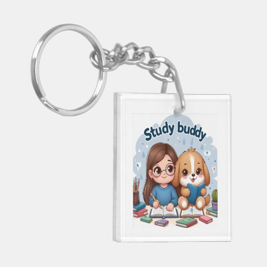 Studie Buddy School Acryl Sleutelhanger (Voorkant Links)