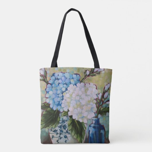 "Studie in blauw en wit" Canvas tas van 16 x 16 in (Achterkant)