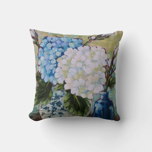 "Studie in blauw en wit" Sierkussen van 16 x 16 in (Voorkant)