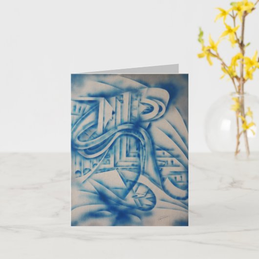 Studie in blauwe Abstracte kaart (Gele Bloem)