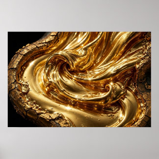 Studie in Goud — Gesmolten Goud Wervelend Abstract Poster