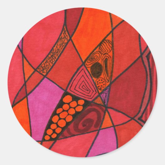 "Studie in Reds" Abstract Design Sticker (Voorkant)