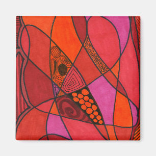 "Studie in Reds" Abstract Magnet