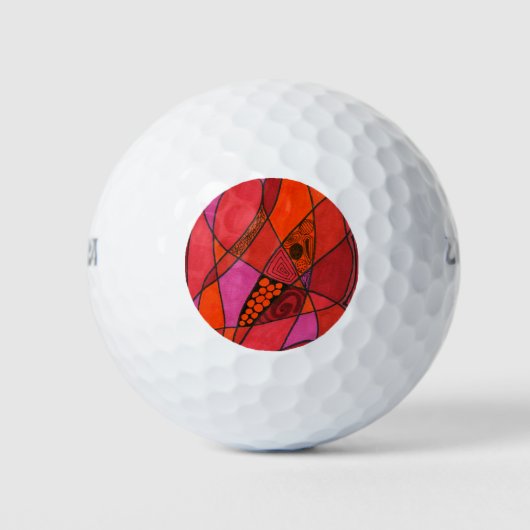 "Studie in Reds" Abstracte aangepaste Wilson Golf Golfballen (Voorkant)