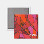 "Studie in Reds" Abstracte afwasmachine Status Mag Magneet (Voorkant / Achterkant)