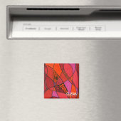 "Studie in Reds" Abstracte afwasmachine Status Mag Magneet (Insitu (Vaatwasser))