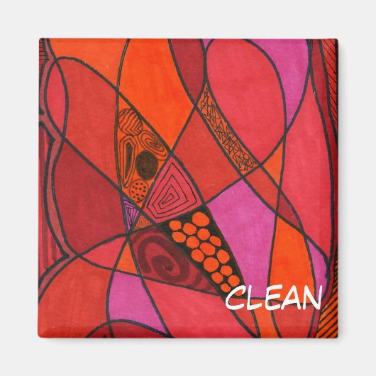 "Studie in Reds" Abstracte afwasmachine Status Mag Magneet (Voorkant)