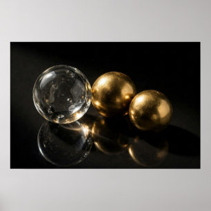 Studie in Schaduw — Glas en Gouden Bollen Poster