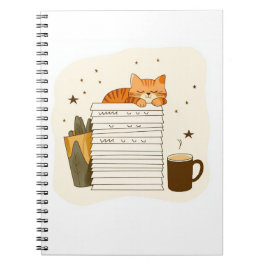 Studie Kat Koffie Stapel Notitieboek