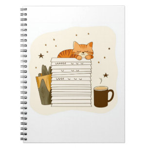 Studie Kat Koffie Stapel Notitieboek