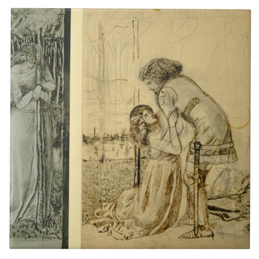 Studie naar de geverfde panelen op de St. George C Tegeltje (Voorkant)