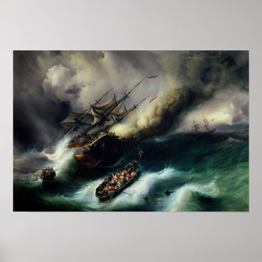 Studie naar de verbrande "Kent" in 1825 Poster (Voorkant)