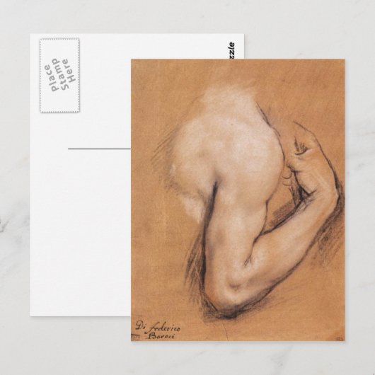 Studie naar een briefkaart met een Bent Right Arm (Voorkant / Achterkant)