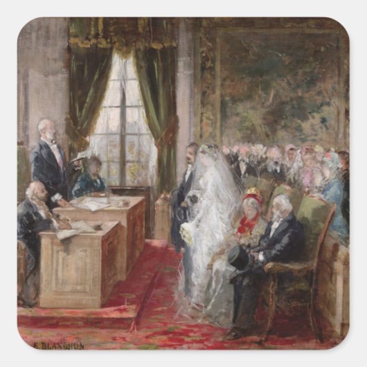 Studie naar het burgerlijk huwelijk vierkante sticker (Voorkant)