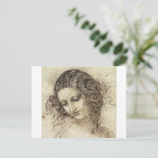 Studie naar het hoofd van Leda Briefkaart (Staand voorkant)