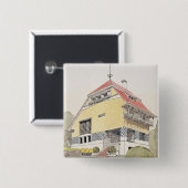 Studie naar het huis van Olbrich, Darmstadt, uit ' Vierkante Button 5,1 Cm (Voorkant /achterkant)