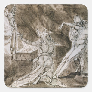 Studie naar "Saul and the Witch of Endor" Vierkante Sticker