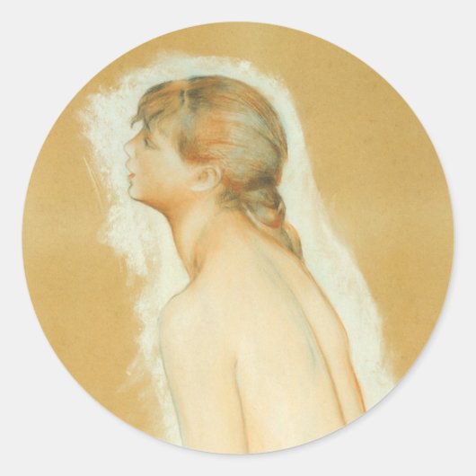 Studie naar "The Large Bathers" door Pierre Renoir Ronde Sticker (Voorkant)