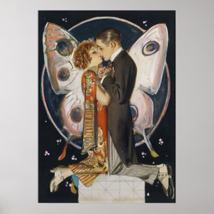 Studie naar vlinderparen - Art Déco Poster