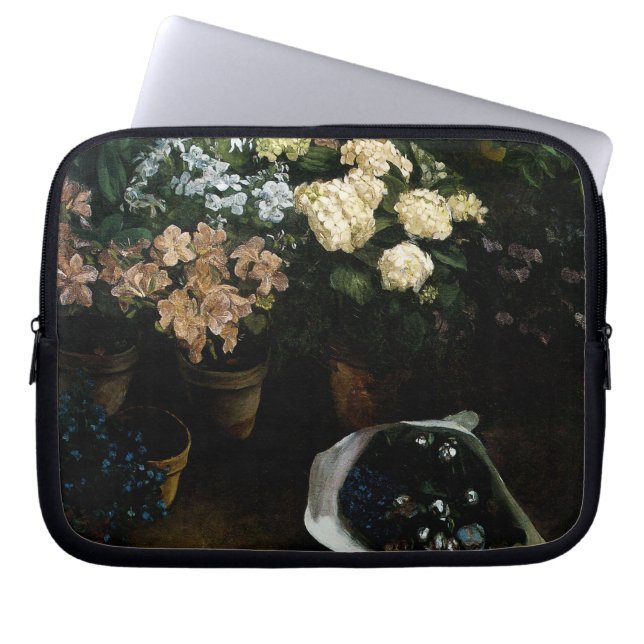 Studie van de bloemen door Frederic Bazille Laptop Sleeve (Voorkant)