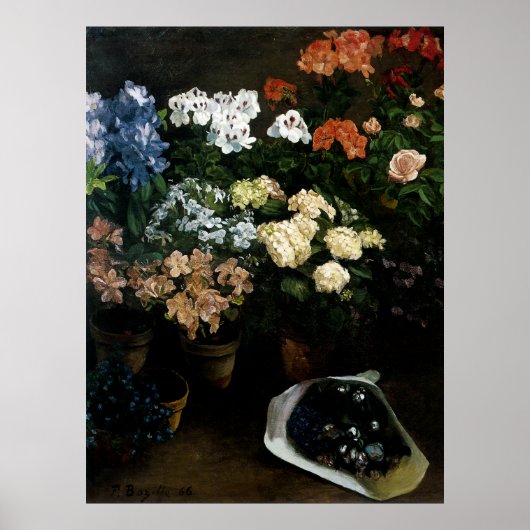 Studie van de bloemen door Frederic Bazille Poster (Voorkant)