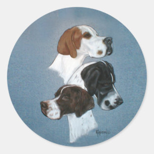 Studie van de Engelse pointer Trio Head Ronde Sticker