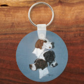 Studie van de Engelse pointer Trio Head Sleutelhanger (Voorkant)