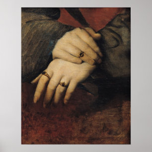 Studie van de handen van een vrouw poster