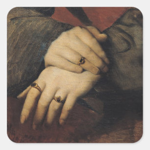 Studie van de handen van een vrouw vierkante sticker