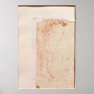 Studie van de voeten van Christus, met het kruis v Poster