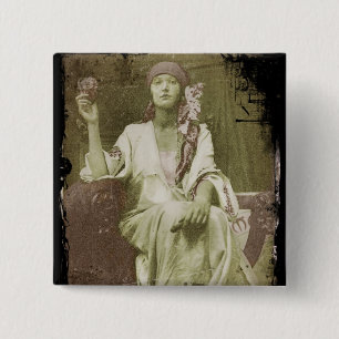 Studie van de vrouw vierkante button 5,1 cm