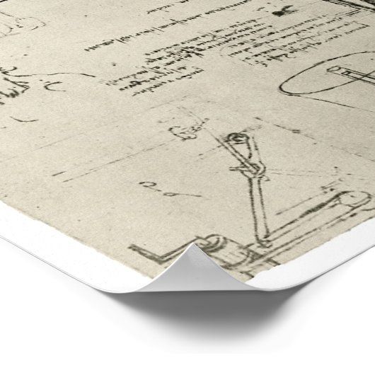 Studie van de zuigpompen, Leonardo da Vinci Poster (Hoek)