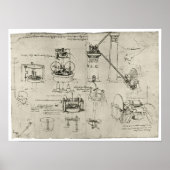 Studie van de zuigpompen, Leonardo da Vinci Poster (Voorkant)