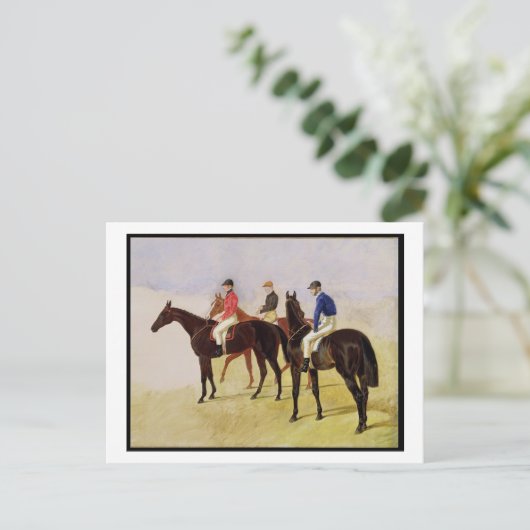 Studie van Drie Steeplechase Cracks: Allen McDonou Briefkaart (Staand voorkant)