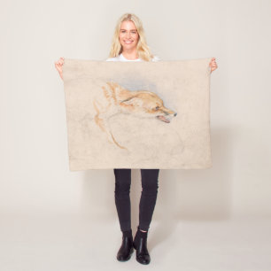 Studie van een Crouching Fox (door John Frederick  Fleece Deken