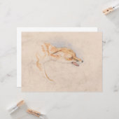 Studie van een Crouching Fox (door John Frederick Kaart (Voorkant / Achterkant in situ)