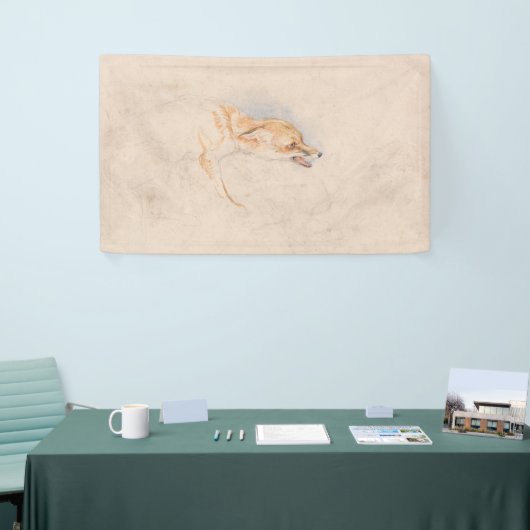 Studie van een Crouching Fox (door John Frederick  Spandoek (Beurs)