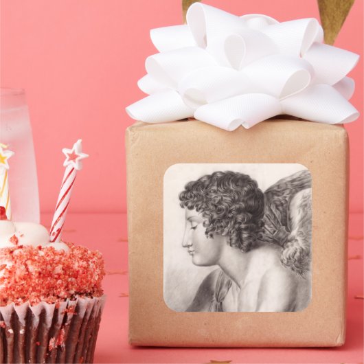 Studie van een engel (ca. 1819-1881) vierkante sticker (Feest)