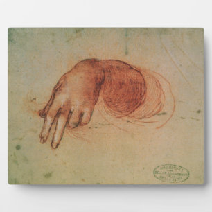 Studie van een hand (rode krijt op papier) fotoplaat