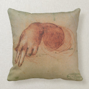 Studie van een hand (rode krijt op papier) kussen