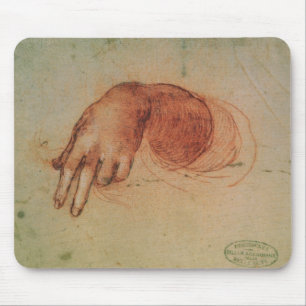 Studie van een hand (rode krijt op papier) muismat