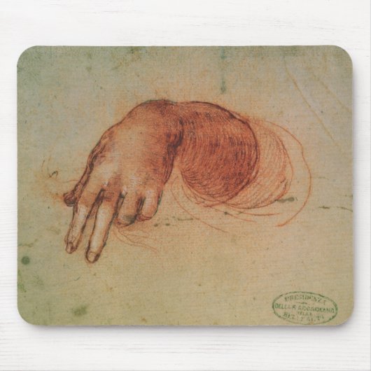 Studie van een hand (rode krijt op papier) muismat (Voorkant)