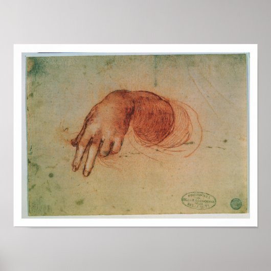 Studie van een hand (rode krijt op papier) poster (Voorkant)
