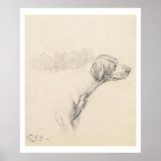 Studie van een hond, 1794 (potlood op papier) poster (Voorkant)