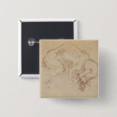 Studie van een hond vierkante button 5,1 cm (Voorkant /achterkant)