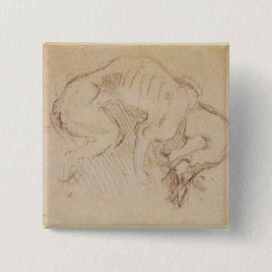 Studie van een hond vierkante button 5,1 cm (Voorkant)