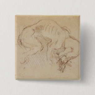 Studie van een hond vierkante button 5,1 cm