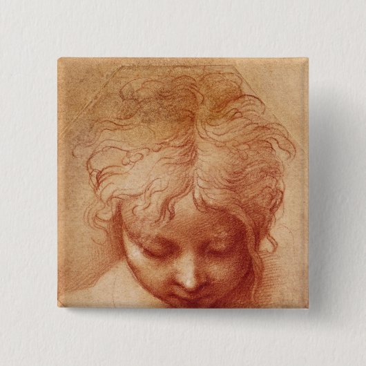 Studie van een hoofd vierkante button 5,1 cm (Voorkant)