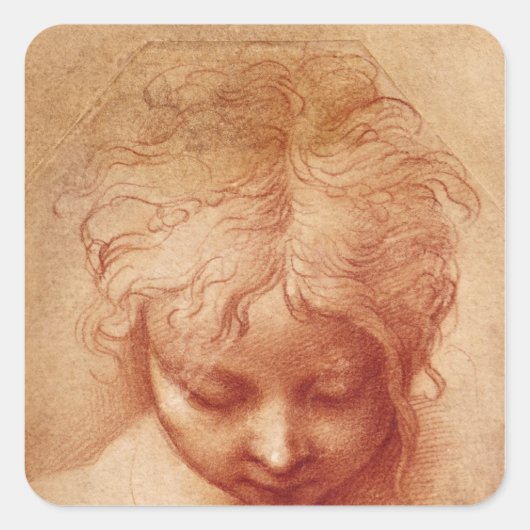 Studie van een hoofd vierkante sticker (Voorkant)