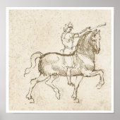 Studie van een Horseman, Leonardo Da Vinci Poster (Voorkant)